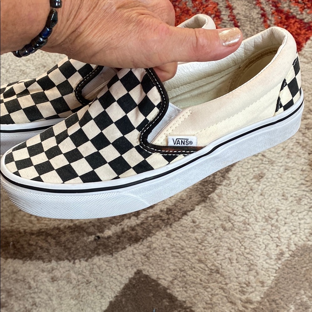 Vans Black and White Checkerboard Slip-On Sneakers Size 5 - Picture 7 of 7